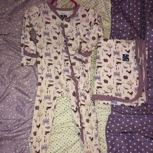 Kickee farm girl footie and swaddle